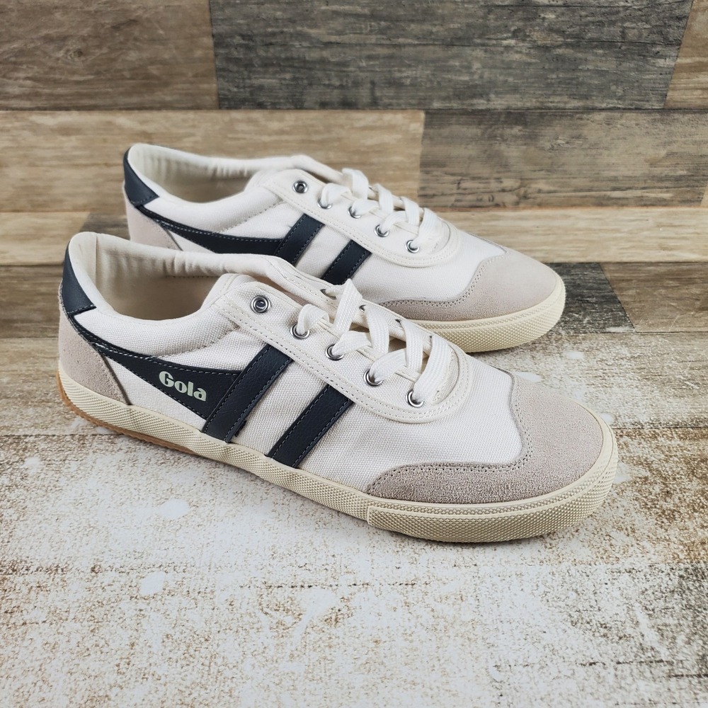 Gola Badminton Mens Shoes Sz 10 Running Off-White Black Suede Lace Up Sneakers